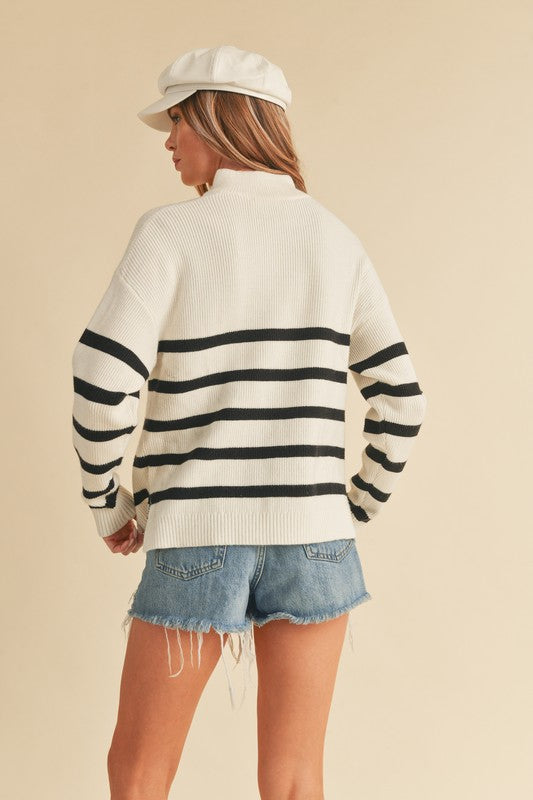 Black & White Sweater w/ Zipper