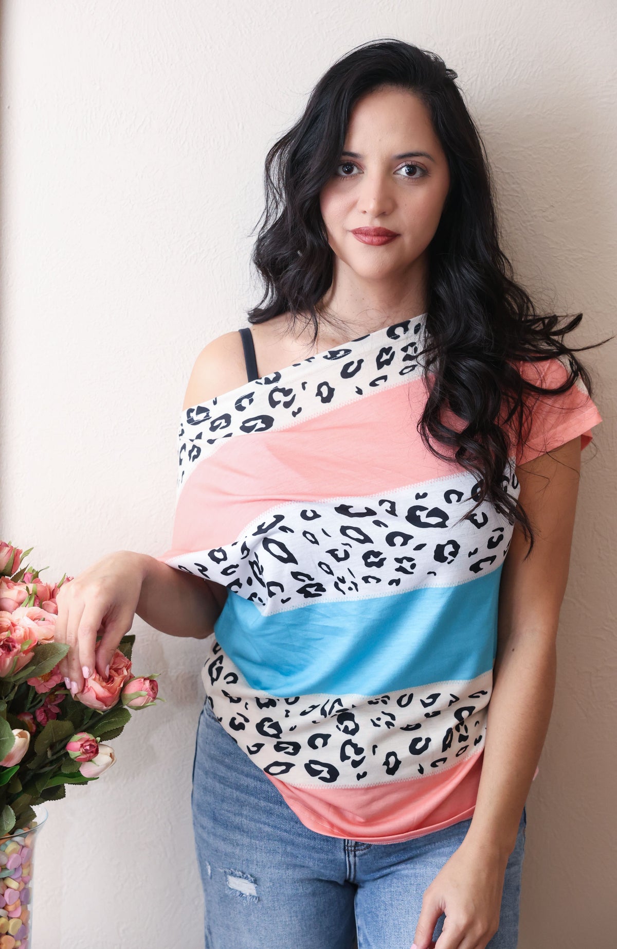 Pink & Leopard print top