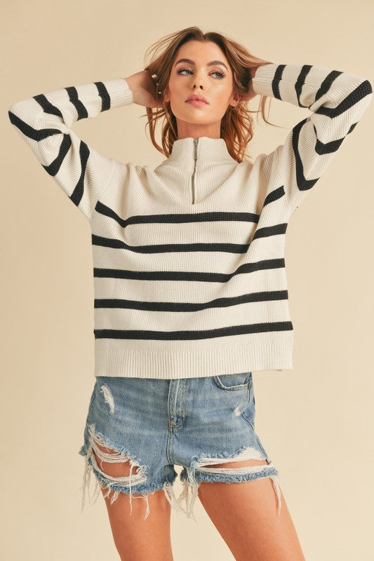 Black & White Sweater w/ Zipper