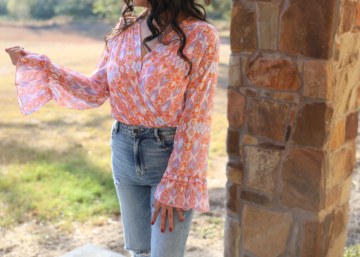 Pink and Orange Groovy Bodysuit