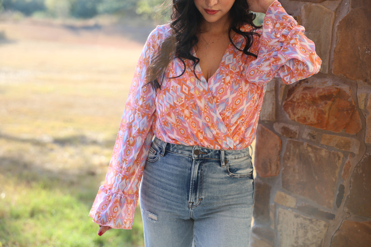 Pink and Orange Groovy Bodysuit
