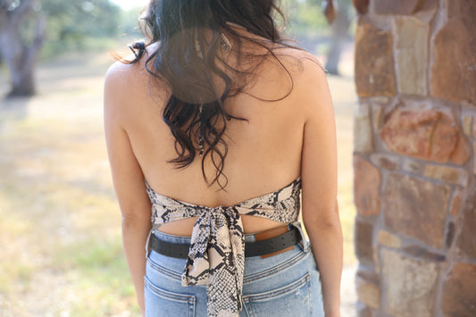 Grey snake print halter top